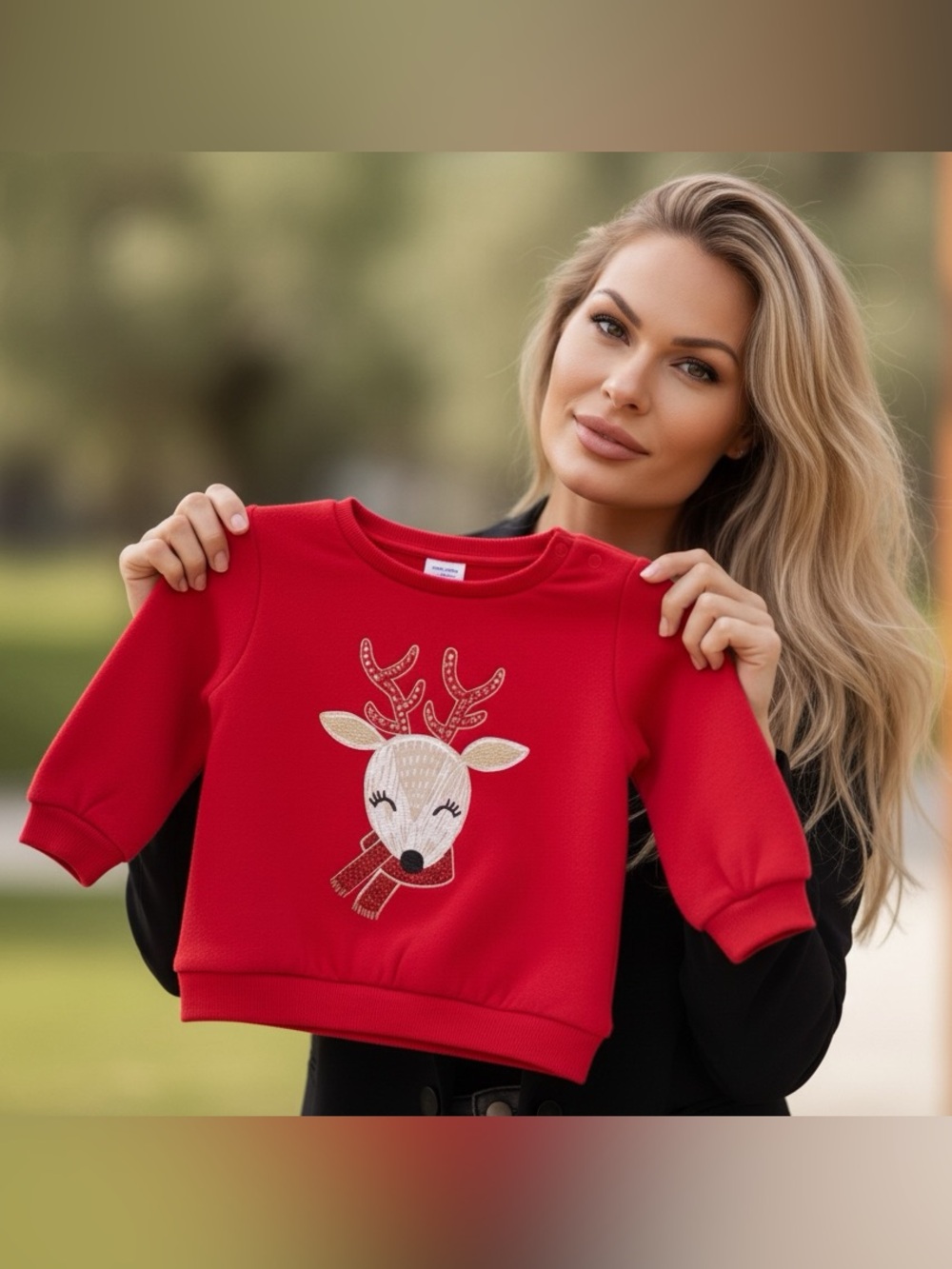 Carters Baby 6 Months Red Reindeer Christmas Fleece Sweatshirt